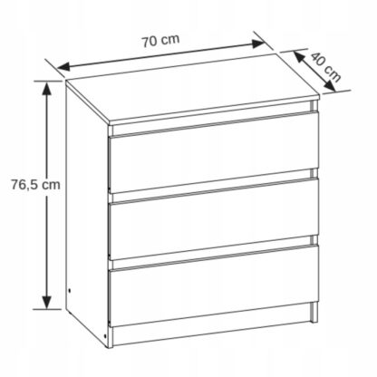 KOMODA SZAFKA BIAŁA 3 SZUFLADY NOWOCZESNA DO SALONU SYPIALNI - obrazek 2