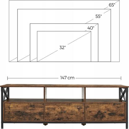 Szafka pod telewizor z szufladami rustykalna metal - obrazek 4